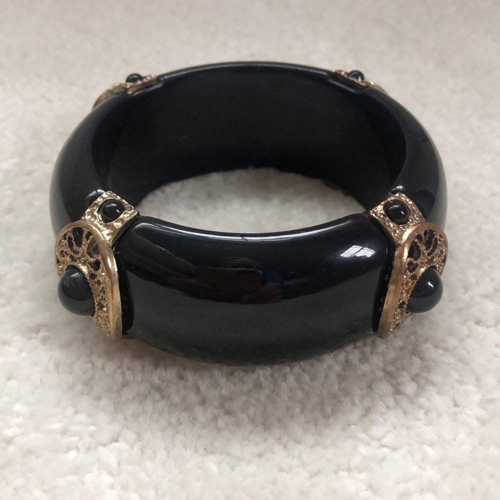 Black and Gold Bangle Bracelet